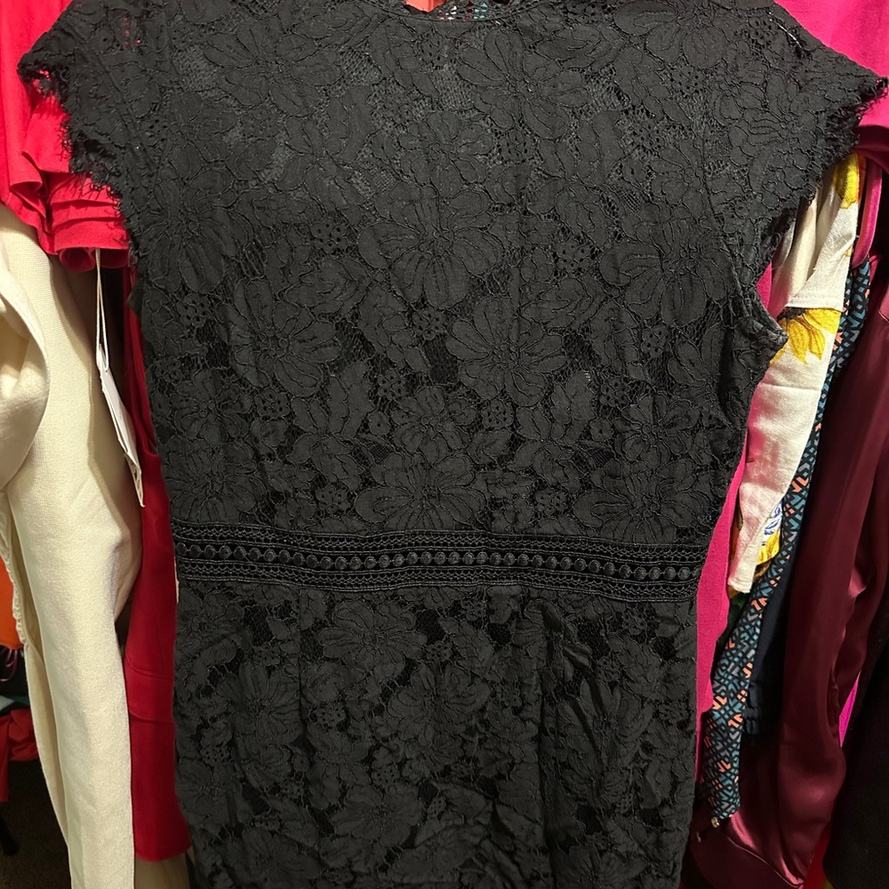 H&M Black Sheath Midi Dress with Crew Neck